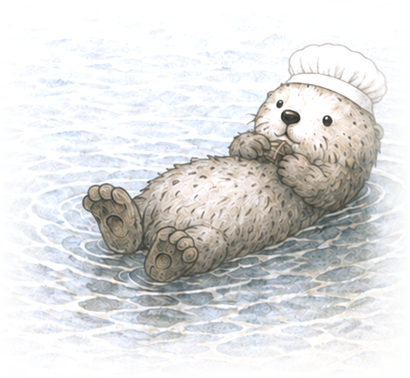 水にうかぶラッコのパティシエ